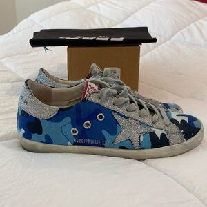 Golden Goose Superstar blue silver glitter camo